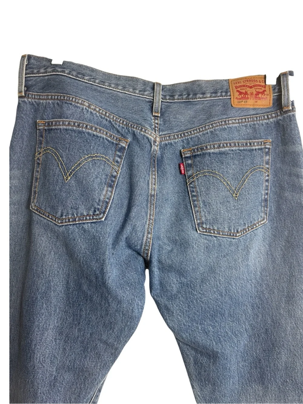 LEVI'S 501 High-Rise Distressed Straight-Leg Jeans Size 10 -- EMBROIDERED CHERRY